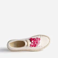 Tennis beige pailletée à lacet foulard