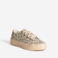 Tennis beige toile motif léopard