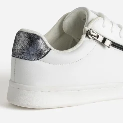 Tennis blanche contrefort marine irisé