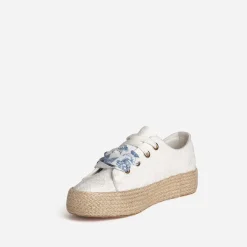 Tennis blanche toile avec broderies