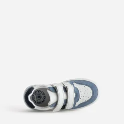 Tennis BUGGY blanc, bleu, vert cuir