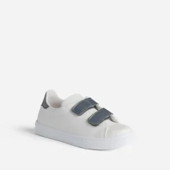 Tennis BUGGY blanche à scratchs marine