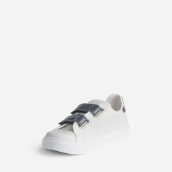 Tennis BUGGY blanche à scratchs marine