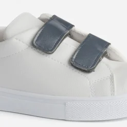 Tennis BUGGY blanche à scratchs marine