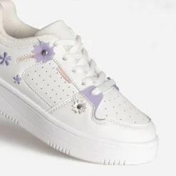 Tennis BUGGY blanche détails fleurs