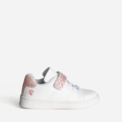 Tennis BUGGY blanche paillettes et broderie roses