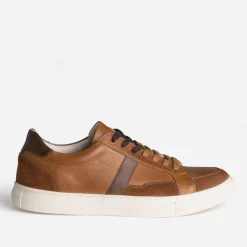 Tennis cognac cuir avec découpes