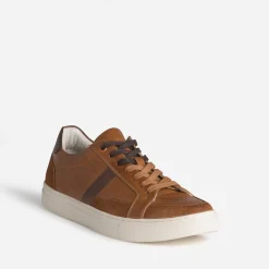 Tennis cognac cuir avec découpes