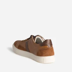 Tennis cognac cuir avec découpes