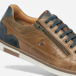 Tennis cognac en cuir