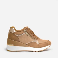 Tennis compensée camel détails dorés