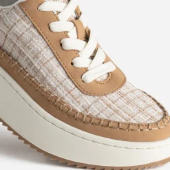 Tennis Dad shoes beige textile carreaux