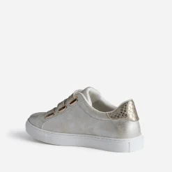 Tennis dorées scratchs effet python