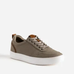 Tennis kaki en toile détails camel