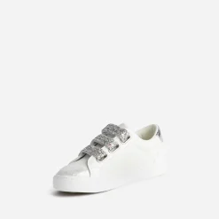 Tennis KAPORAL blanche et argentée à scratchs pailletés