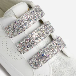 Tennis KAPORAL blanche et argentée à scratchs pailletés