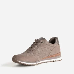 Tennis MARCO TOZZI taupe suédée perforée