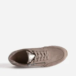 Tennis MARCO TOZZI taupe suédée perforée