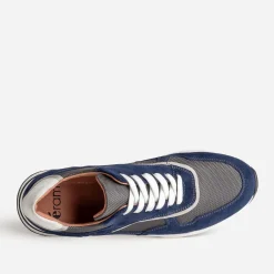 Tennis marine cuir bi-matière