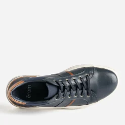 Tennis marine cuir détail camel