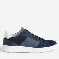 Tennis marine cuir velours et textile