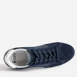 Tennis marine cuir velours et textile