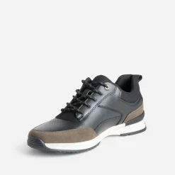 Tennis noire et kaki mix matières