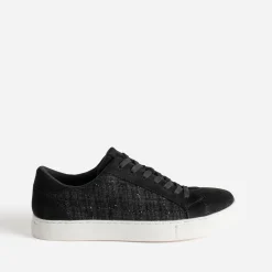 Tennis noire textile motif carreaux pailletés