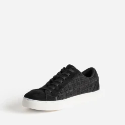 Tennis noire textile motif carreaux pailletés