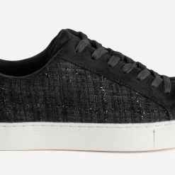 Tennis noire textile motif carreaux pailletés