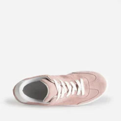 Tennis rose cuir velours