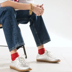 Tennis TEXTO argentée cuir métallisé