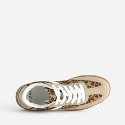 Tennis TEXTO beige et motif léopard