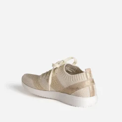 Tennis-chaussette beige et doré tricotée éco-conçue