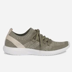 Tennis-chaussette kaki et or tricotée