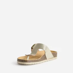 Tong anatomique dorée en cuir éco-conçu