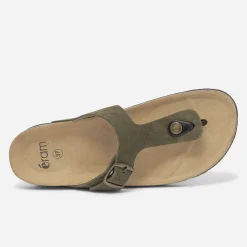 Tong anatomique kaki en cuir éco-conçu