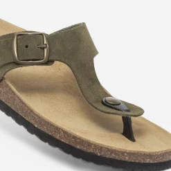 Tong anatomique kaki en cuir éco-conçu