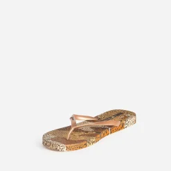 Tong IPANEMA marron imprimé léopards