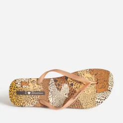 Tong IPANEMA marron imprimé léopards