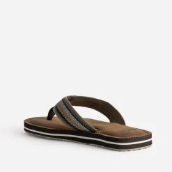 Tong marron brides textile tressées