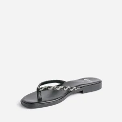 Tong TEXTO noire à brides strassées