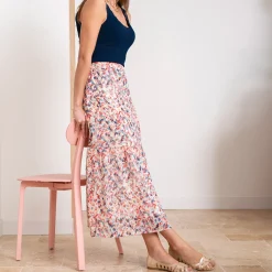 Top TEXTO marine tricot côtelé